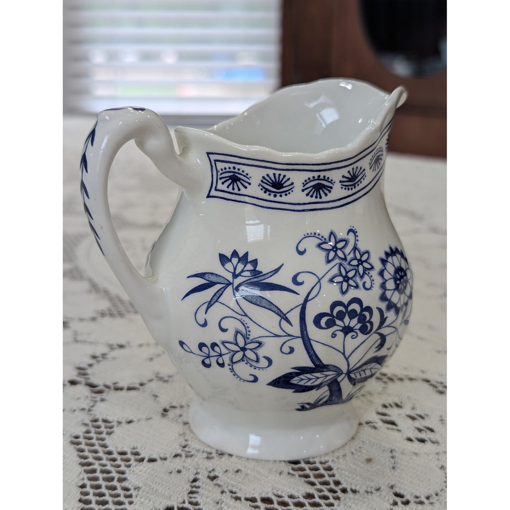 Vintage Creamer Small Blue J&G Meakin Blue Nordic Onion Pattern Ironstone - Picture 9 of 15